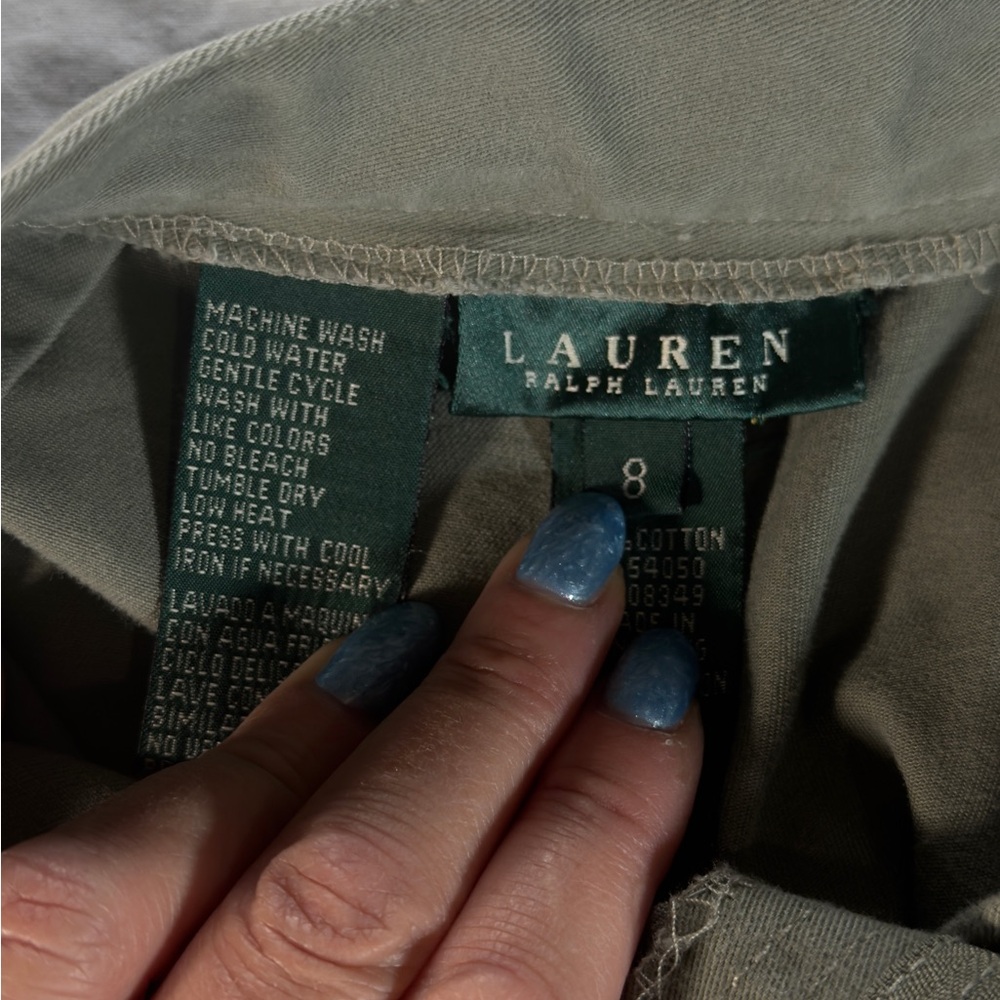 Ralph Lauren Olive Cargo Pants with Mesh Pocket Panels.  Ankle Crop.  Size 8 - Picture 5 of 5